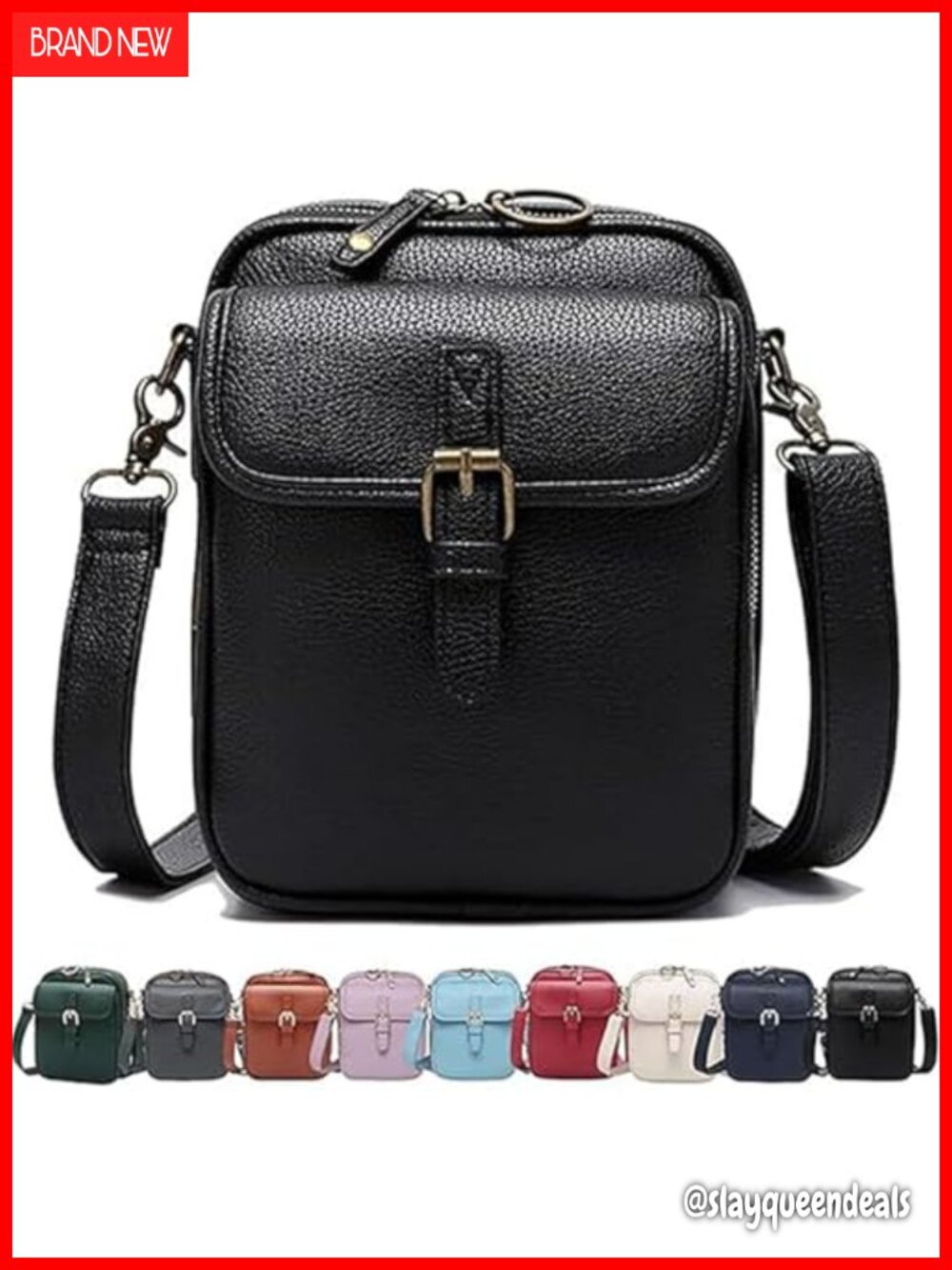 Faux Leather Crossbody Bag Anti-Theft Messenger Vegan PU Large Capacity